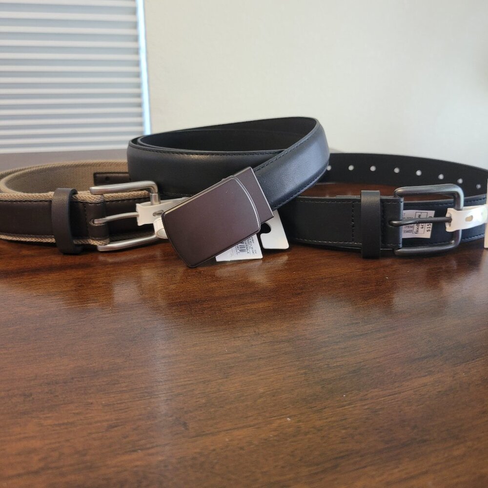 NWT 3 Men's Goodfellow & Co belts - 1 brown, 2 black Size M